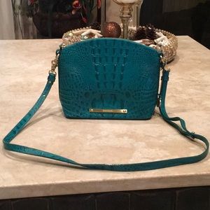 Turquoise croc embossed Brahmin bag